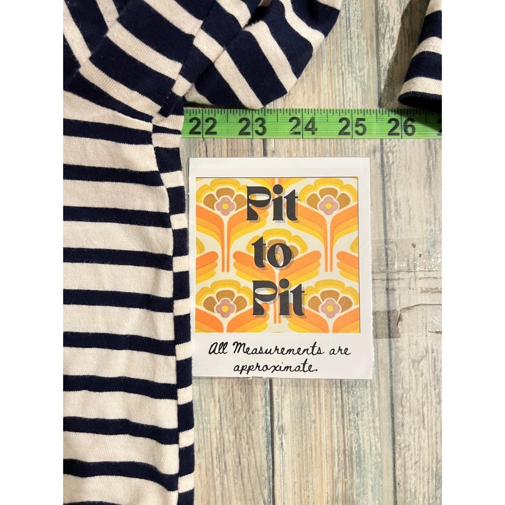 Madewell Womens Blue Striped Bell Sleeve Turtle Neck Top Sx L Preppy Minimalist - Picture 6 of 7